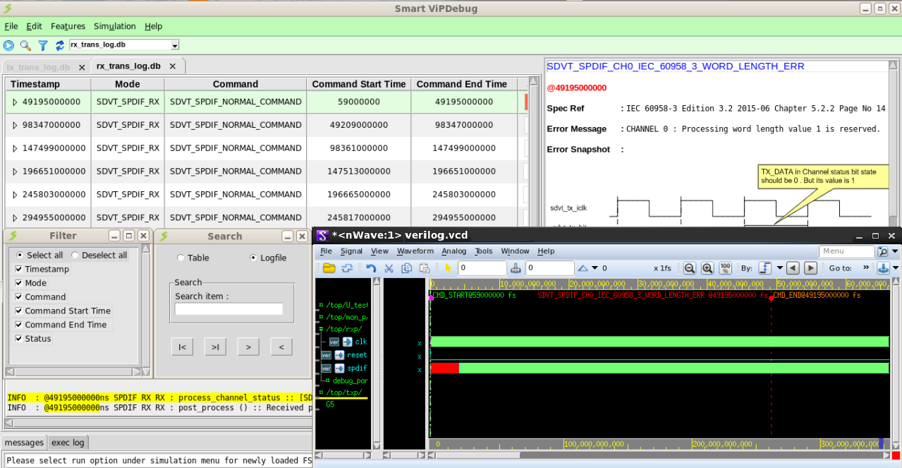 SPDIF (IEC60958) Verification IP Smart VIPDebug